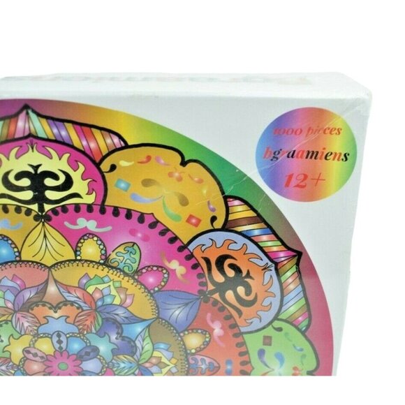 Flowers in Flower Round 1000 Piece Bgraamiens Brain Games Jigsaw Puzzle Sealed - Picture 3 of 7